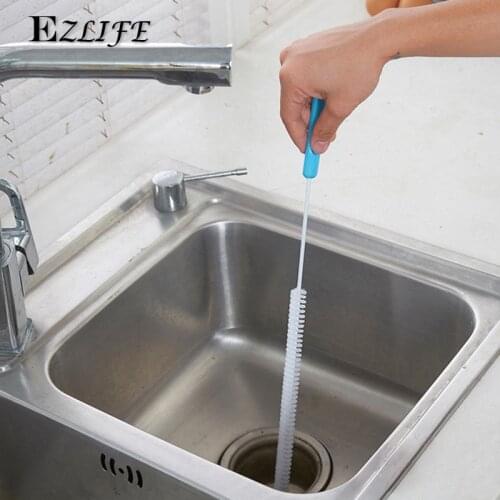 Pipe Cleaning Brush Sewer Dredger Sink Overflow Drain Unblocker Cleaner Kitchen Tool Steel Bathroom Hair Removal Freely Bendable
