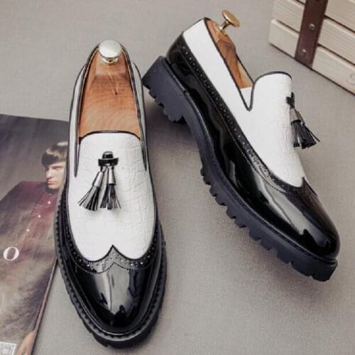 Big Size Italian Tassel Business Formal Dress Men Leather Loafer Formal Dress Flats Designer Office Oxford Shoes For Men 1A51