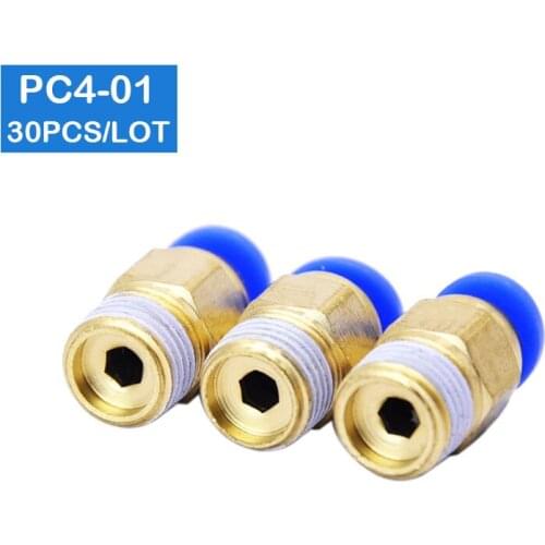 High quality 30pcs 4mm to 1/8" HIGH QUALITY Pneumatic Connectors male straight one-touch fittings BSPT PC4-01