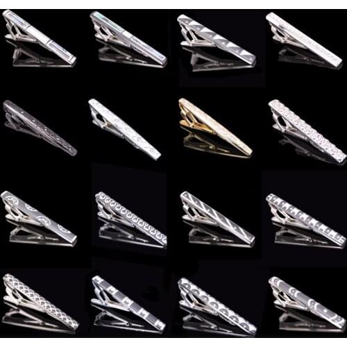 High-quality crystal tie clip Gold Silvery Black men jewelry luxury Classic Matte Tie Bar Simple Brushed Smooth Clasp Tie Pin