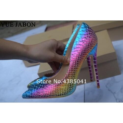 Spring Autumn Brand Shoes Woman High Heels Womens Lady Pumps High Heel Shoe Ladies Shoes Snake Printed 8 10 12 cm Real Pictures