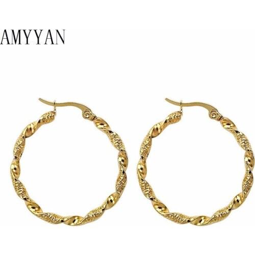 Woman Earrings Jewelry Snake Gode Color Stainless Steel Matel Material Big Round Pendant Open Classic Trendy 1 Pair