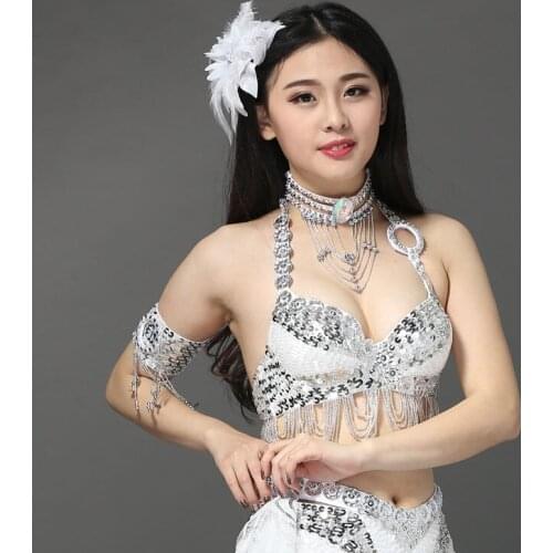 2018 New Belly dance costumes senior sexy sequins tassel beads belly dance bra for women belly dancing bra tops