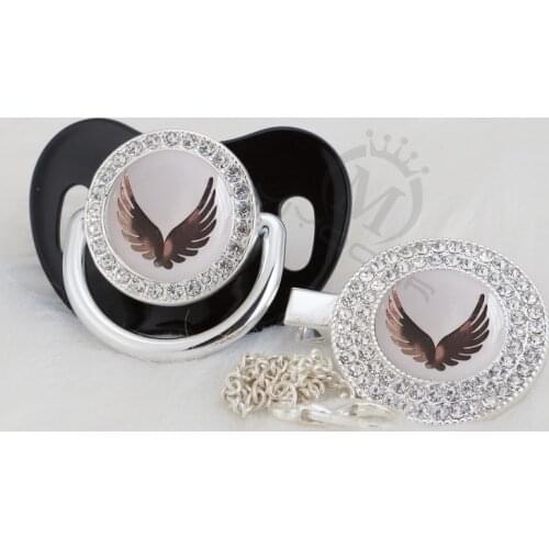 MIYOCAR Gold elegant wing beautiful Gold bling pacifier and pacifier clip BPA free dummy bling BPA free GWG-1