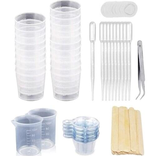 1 Set Resin Mixing Cups+Epoxy Mixing Cup and Sticks+100ml Measuring Cups+2oz Graduated Cups+50pcs Disposable Cups X4YA