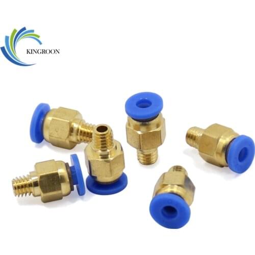 10pcs PC4-M6 Pneumatic Connectors Brass Part For MK8 OD 4mm 2mm Tube Filament M6 Feed Fitting Coupler 3D Printers Parts