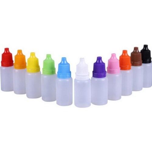 100pcs Colorful 5/10ml Plastic Dropper Bottles Empty Squeezable Eye Liquid Essential Oil Squeeze Bottle Small Dropper Refillable