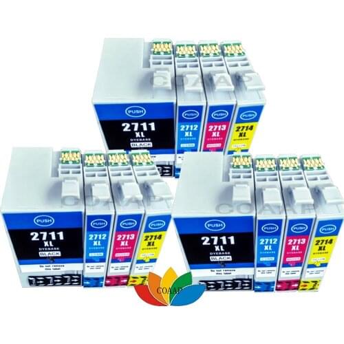 12pk T2711 T2714 Compatible Ink Cartridge For Epson WorkForce Pro WF-3620DWF WF-3640DTWF WF-7620 DTWF