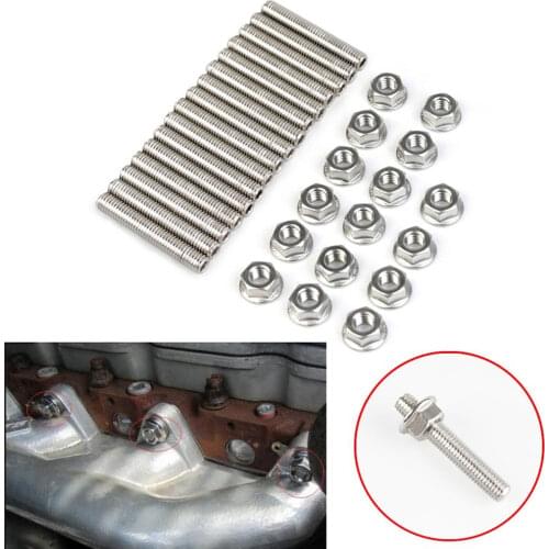 16Pcs Car Modification Parts Stainless Steel Exhaust Manifold Bolt Kit For Ford 4.6 5.4 Liters V8