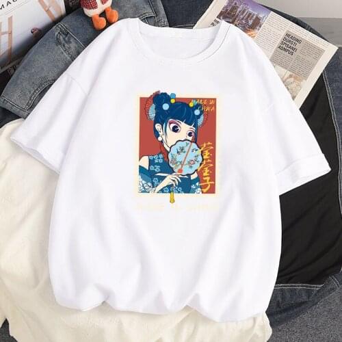 2021 Summer 100% Cotton Women White Tees Harajuku Anime Kawaii Tshirt Clothing Ulzzang Loose Short Sleeved Oversized T-shirt Top