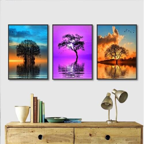 5D round square diamond embroidery Four Seasons Trees Landscape Diy full sets diamond painting mosaic pictures rhinestones 3pcs