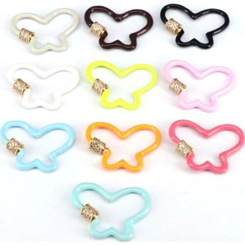 5Pcs, Butterfly Enamel Clasps for Jewelry Making,Carabiner Screw Clasps Findings,Color Enamel Clasp Charms
