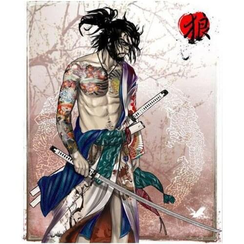 5D Diamond Embroidery Japanese samurai Diy Diamond Painting Pictures Full Diamond Mosaic Needlework Canvas Christmas Gift