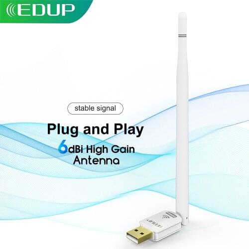 EDUP 150Mbps USB WiFi Adapter and Play Wireless Wi-Fi Network Card Antenna 802.11 a/b/g/n LAN for Windows Driver Free EDUP