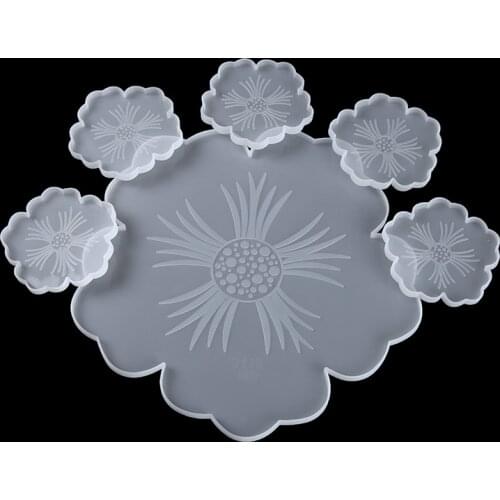 Large Silicone Flower Coaster Pad Mold Flower Petal Resin Casting Mold For Home DIY Handmade Crystal Clay Coaster Supplies