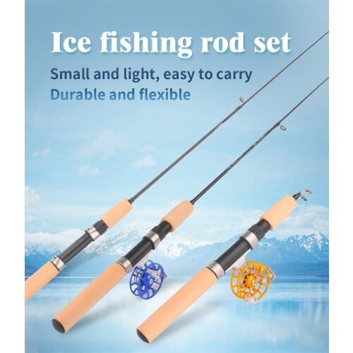 DEUKIO 55 65 75CM Ice Fishing Rod Set And Front Wheel Carbon Rod Carp Winter Fishing