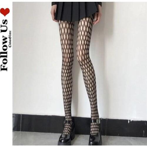 Gothic hole pantyhose tights woman fashion sexy hollow slim bottoming stockings Lolita kawaii mesh socks