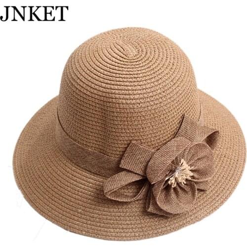 JNKET New Fashion Womens Straw Hat Beach Hat Outdoor Travel Sunhat Summer Hat Large Brim Hats Sunbonnet Chapeu
