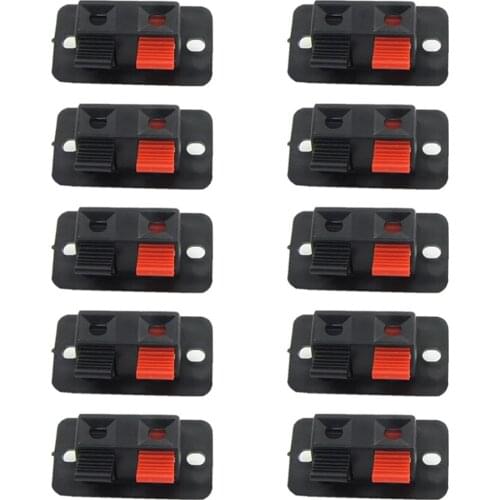 10pcs/pack Amplifier 2 Way Push Connector Strip Test Clip Jointing Clamp Board Durable Stereo Speaker Accessory Terminal Block