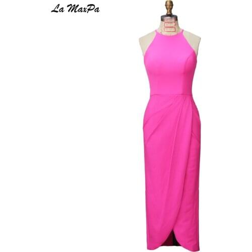O Neck Sheath Fitted Fuchsia Cocktail Dress CMT158