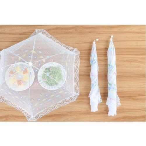 Summer household lace round fly proof insect-proof folding food dish cover fine mesh ventilation dust cover