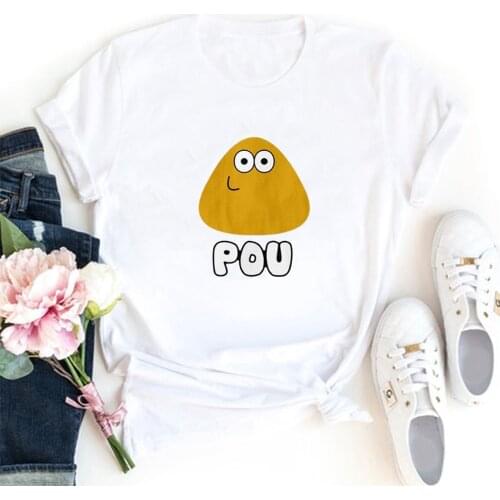 POU Cute Wow Head Pattern Womens T Shirt Tops Cotton Summer Tee Shirt Femme Funny Casual Tops Short Sleeves Camiseta Mujer