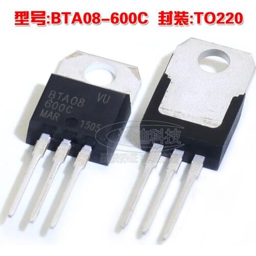 New BTA08-600C TO-220 Triacs 8A 600V Straight BTA08 TO220