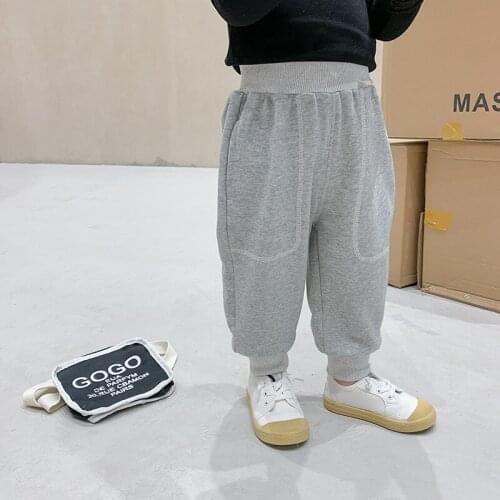 2020 Autumn Boys Causal Cotton Pants Children Solid Loose Pocket Sport Pants for Baby Boy 2-7 Years Kids High Quality Trousers