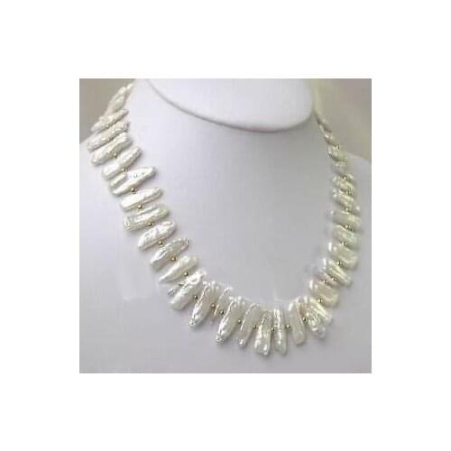 White Biwa Pearl Charming Necklace 18" no box