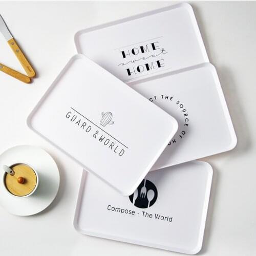 Plastic Plate Brief Nordic Letter Home Flat Dinner Plates Durable Breakfast Dishes Sorting