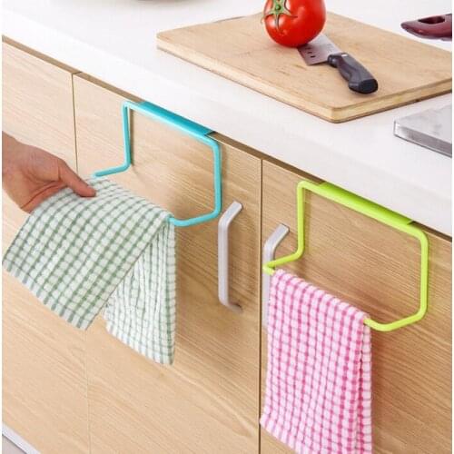 Kitchen Towel Hanging Rack Holder Rail Organizer Free Nail Door Back Rack Bathroom Kitchen Cabinet Cupboard Hanger