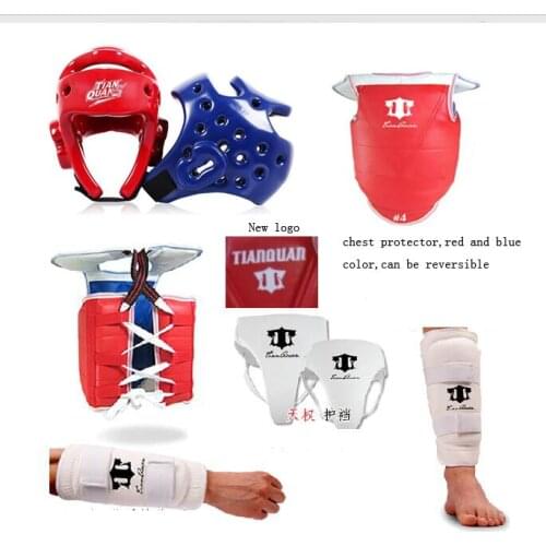 Adult Child Thickening Taekwondo Flanchard full set of 5 pieces Molding Professional Helmet Chest Arm Shin Guard Free Bag