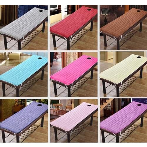 Skin-friendly beauty massage table bed sheet solid plaid massage sheet SPA treatment bed cover with round breath hole