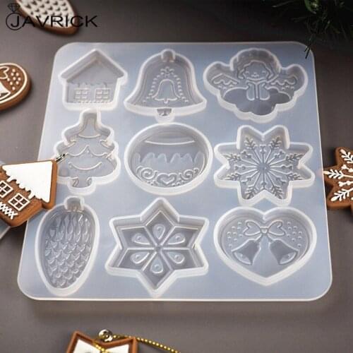 Christmas Tree Snowflake Elk Pendant Resin Casting Mold Key Chain Christmas Ornament Silicone Resin Mold Art Crafts