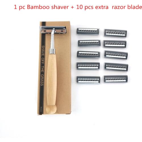 10pcs manual razors wood handle shaver mens shaving razor non-disposable razor change blade type shaving knife