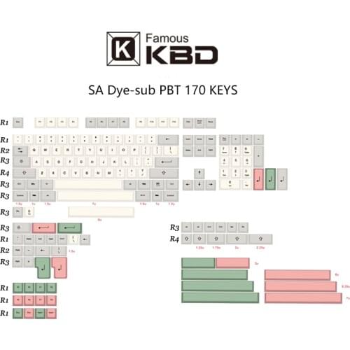 SA 9009 keycap cherry PBT dip heat sublimation - 170 keys, using most mechanical keyboards