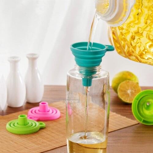 High Quality Food Grade Silicone Gel Folding Funnel Foldable Telescopic Long Neck Funnel Liquid Filling Kitchen Tools Dropship