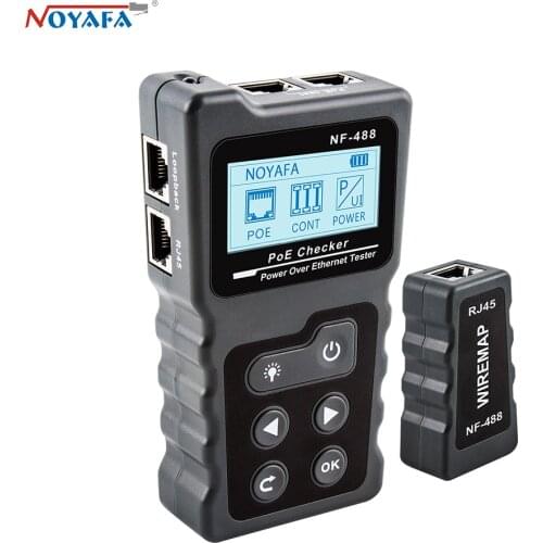 Noyafa NF-488 LCD Network Cable Tester Wire Tracker PoE Checker Inline PoE Voltage and Current Tester with Cable Tester