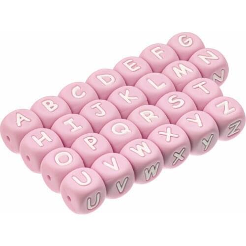 TYRY.HU 12mm 10pcs Silicone letters Beads Baby Teether Beads For Children Personalized Name DIY rodent Chewing Alphabet Bead