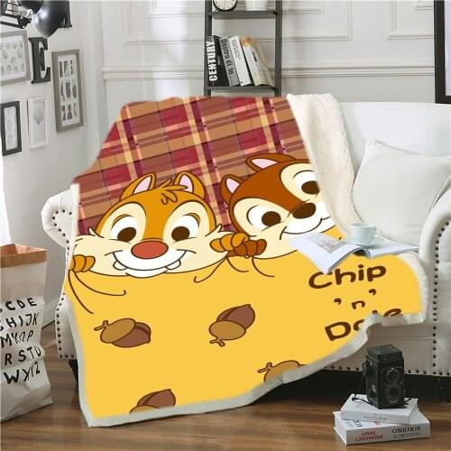 Disney Animated Chicky and Ditty Series Cute Patterned Cozy Soft Blanket Woolen Cartoon Print Warm Gift for Boys and Girls