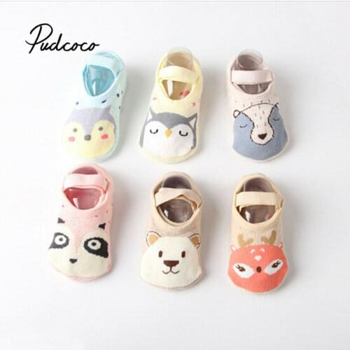 1 Pair Fashion Baby Girls Boys Cute Cartoon Non-slip Cotton Toddler Floor Socks Animal pattern First Walker Shoes for Newborns