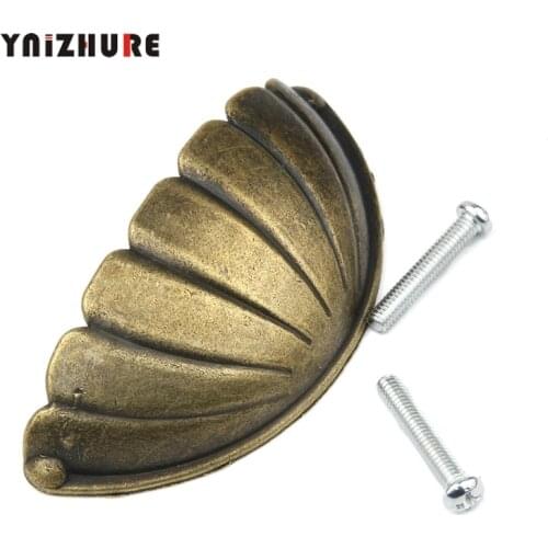 1Pcs 77*36mm Alloy Kitchen Drawer Cabinet Door Handle Furniture Knobs Chinese Flower Cupboard Antique Metal Shell Pull Handles