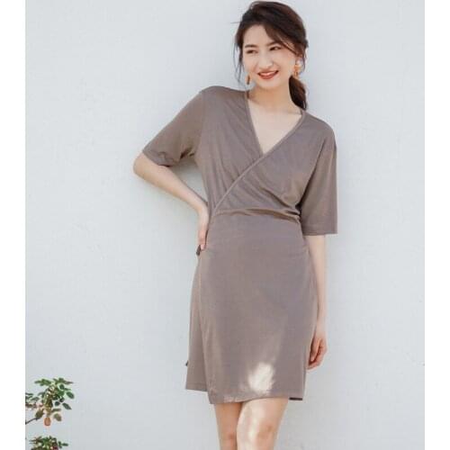 2020 Summer Women Sleepwear Solid Modal Night Robe Sexy Bath Robe Plus Size Wedding Robes Kimono Dressing Gown