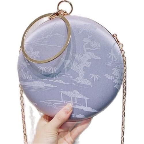 2020 embroidery Landscape evening clutch bags pearl hasp Chinese style banquet wallets mini purse drop shipping MN1556