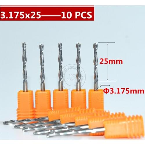 3.175mm*25mm-10PCS,Freeshipping,CNC insert bit,solid carbide milling cutter,2 flutes ball nose end mill,relief woodworking