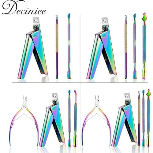 3/4/5pcs Stainless Steel Nail Cuticle Pusher Tweezer Nail Files Set Gel Polish Remove Dead Skin Remover Manicure Care Nail Tools