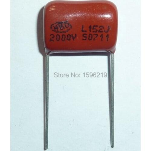 50pcs CBB capacitor 152 2000V 152J 2KV 1500pF 1.5nF P15 CBB81 Metallized Polypropylene Film Capacitor