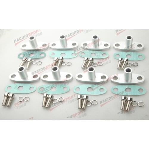 8PCS 5/8" Male Neck Aluminum Oil Drain Turbo Flange T3 T4 T04 GT40-GT55 Silver