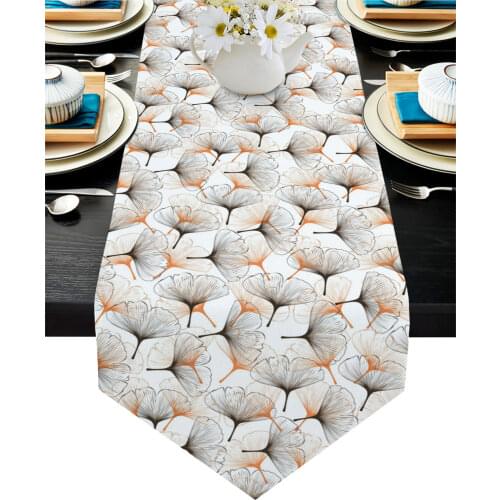 Abstract Ginkgo Leaf Plant Table Runner Country Wedding Decor Cake Tablecloth Placemat Dinning Table Decoration Table Runners
