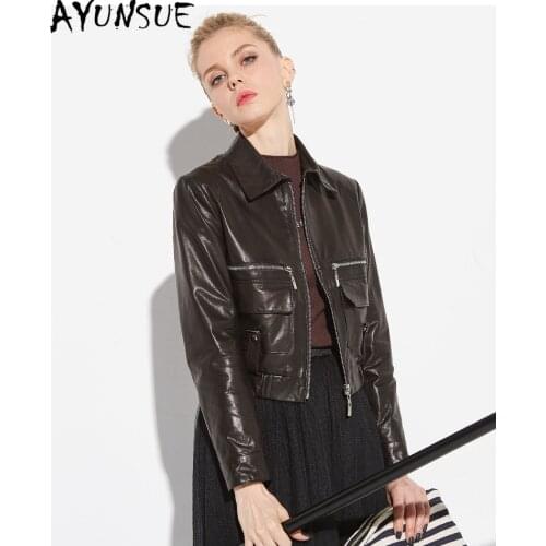 AYUNSUE Natural Womens Winter Sheepskin Coat Female 100% Real Genuine Leather Jacket Women Motorcycle Coats and Jackets Y-1913